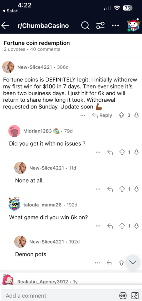 fortune coins reddit