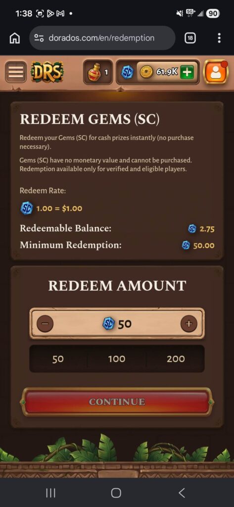 Dorados casino redeem gems (SC)